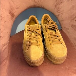 Tan Suede Platform Sneakers